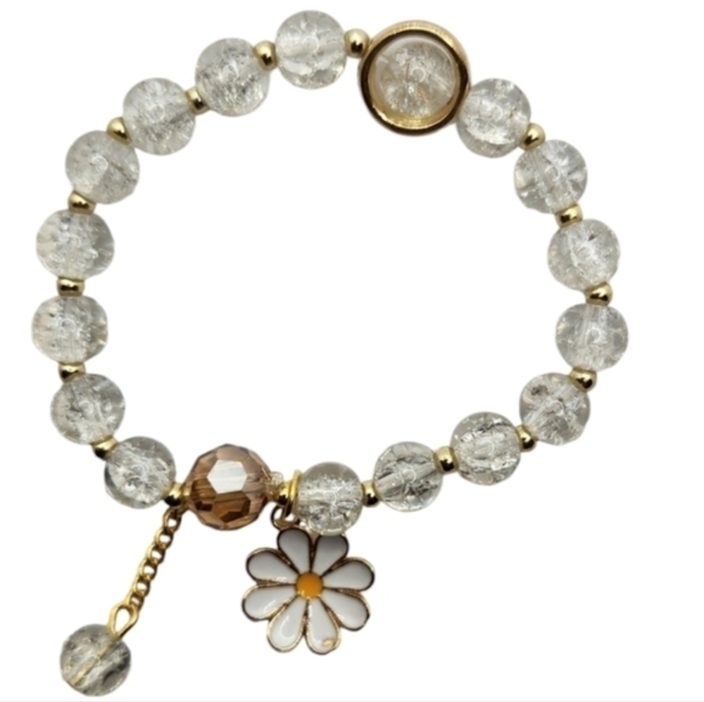 Charm Glass‎ Beaded Flower Bracelet